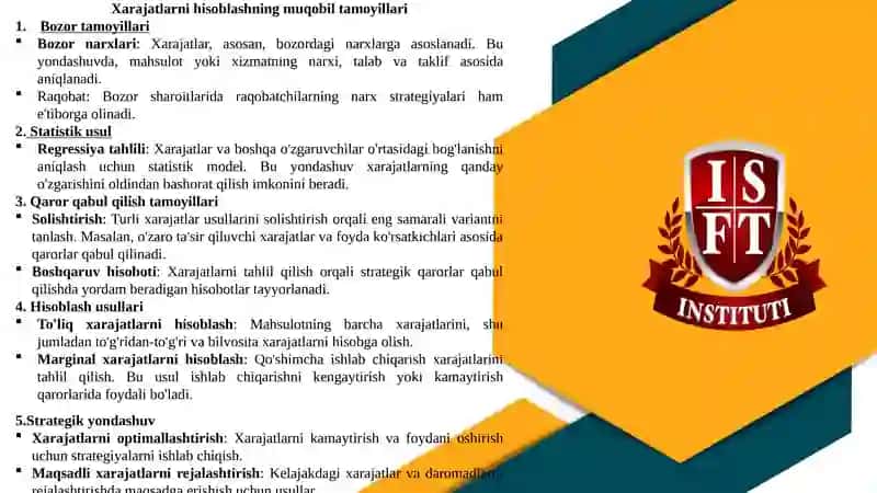 Xarajatlarni Hisoblashning Muqobil Tamoyillari 2