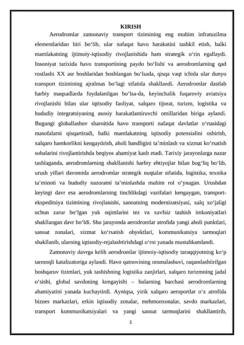 Aerodromlarning ijtimoiy iqtisodiy ta'siri tarixiy va zamonaviy asoslari 2