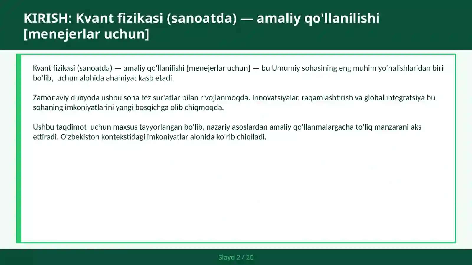 Kvant fizikasi (sanoatda) — amaliy qo'llanilishi [menejerlar uchun] 2