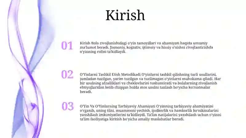 OʻYin Va OʻYinlarni Tashkil Etish Metodikadi 2