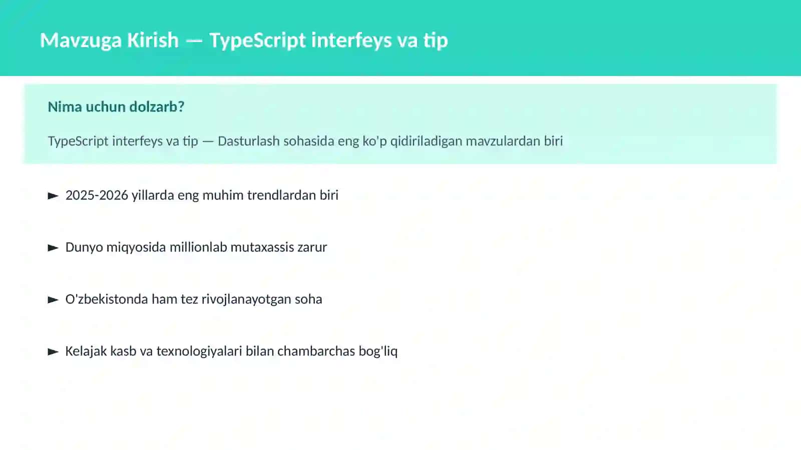 TypeScript interfeys va tip 2