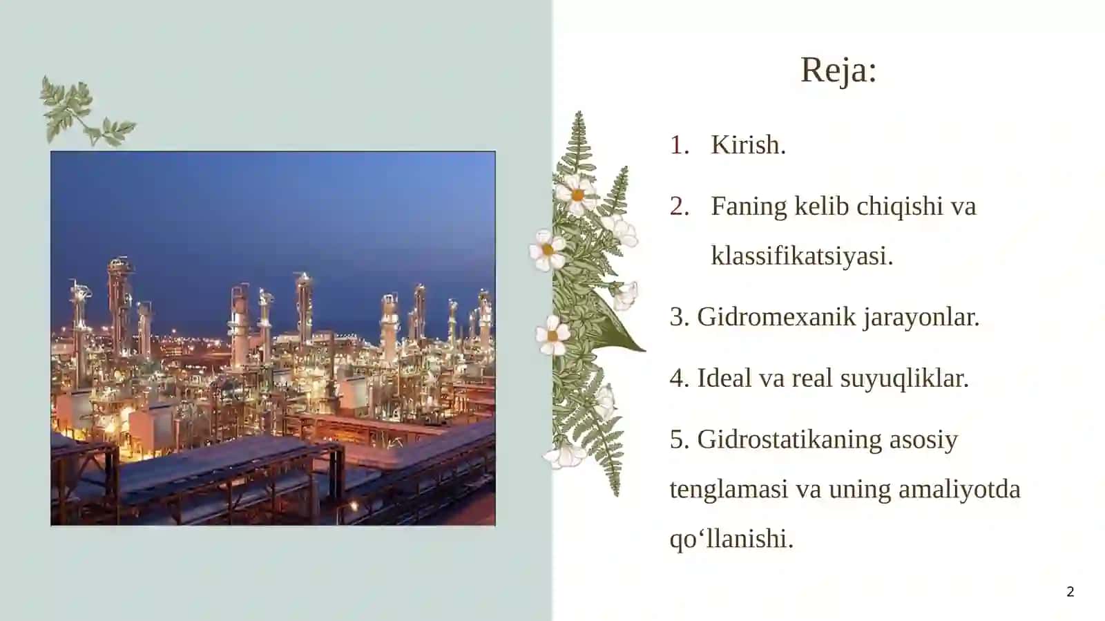 Asosiy texnologik jarayon va qurilmalar fani 2