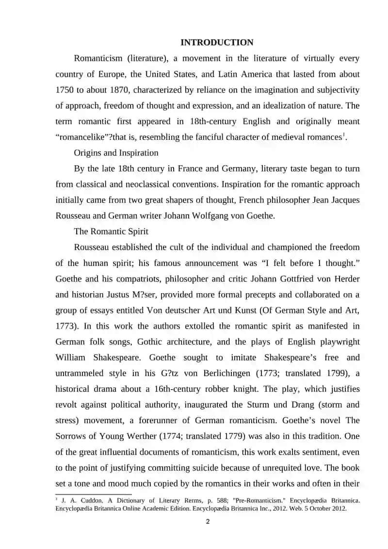 English Romanticism and Its Development 2