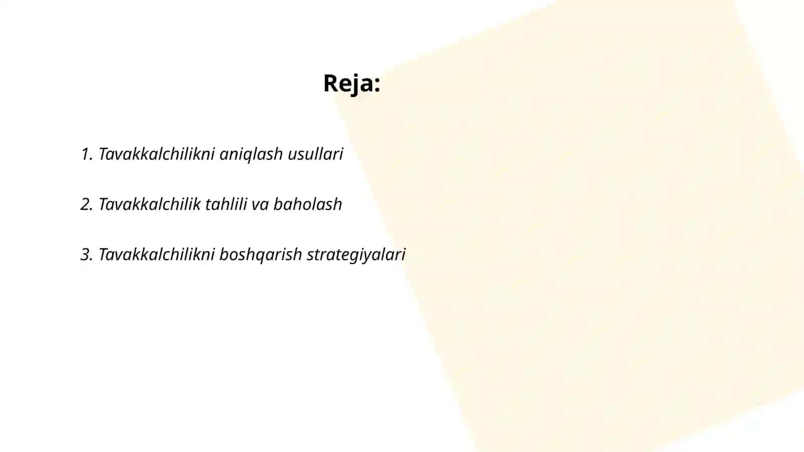 Biznesda tavakkalchilikni boshqarish 2