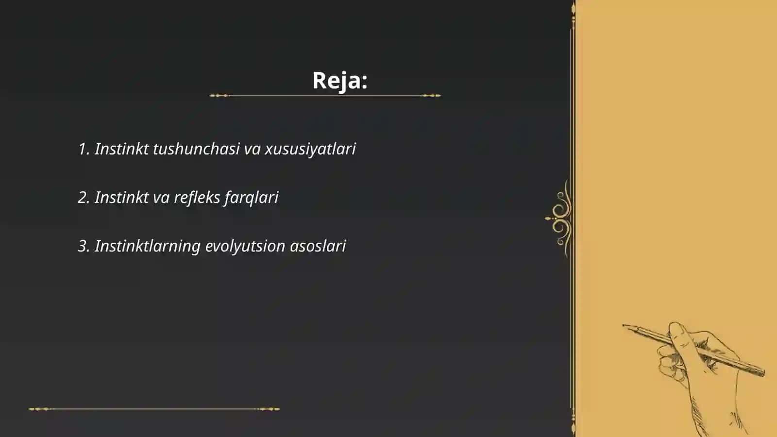 Instinktlar. Instinktlarning klassifikatsiyasi 2