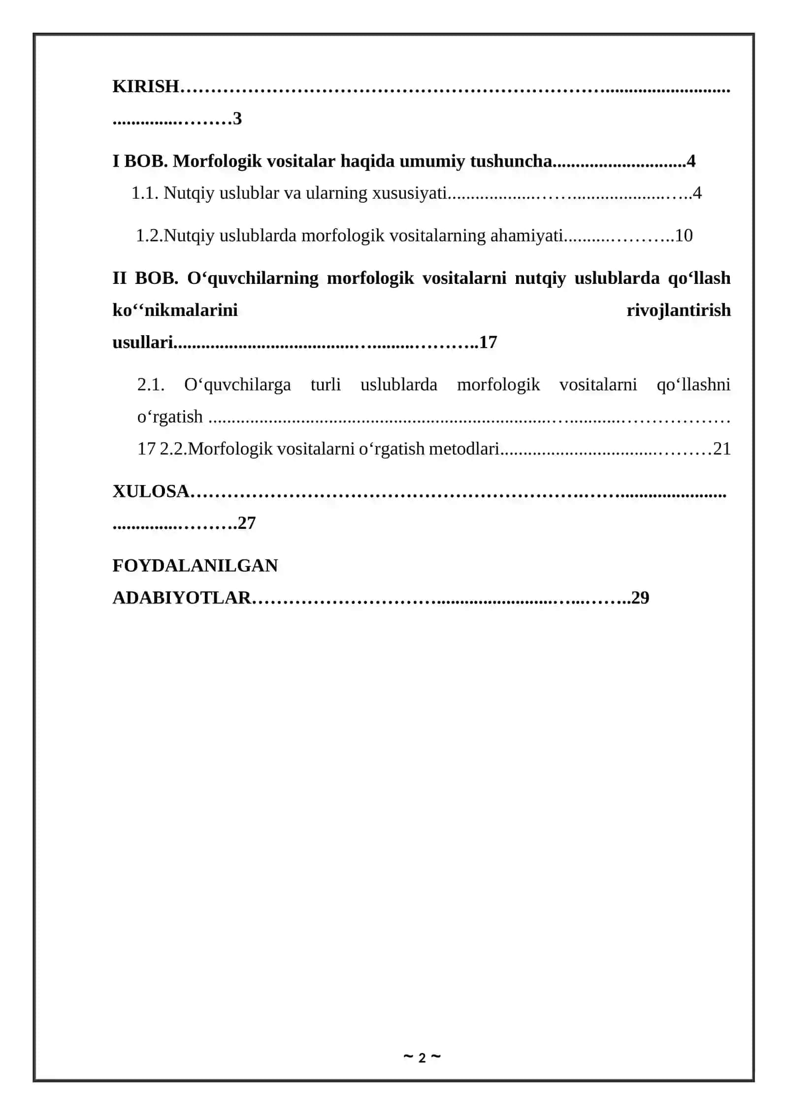O'quvchilarning morfologik vositalarni nutqiy uslublarda qo'llash malakalarini rivojlantirish ko'nikmalari 2