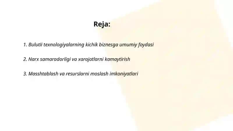 Kichik biznesda Bulutli texnologiyalarning oʻrni 2