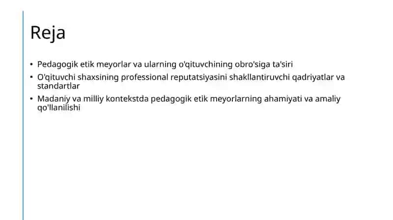 Oʻqituvchi shaxsining obroʻ eʼtiborini belgilovchi pedagogik etik meyorlar. 2