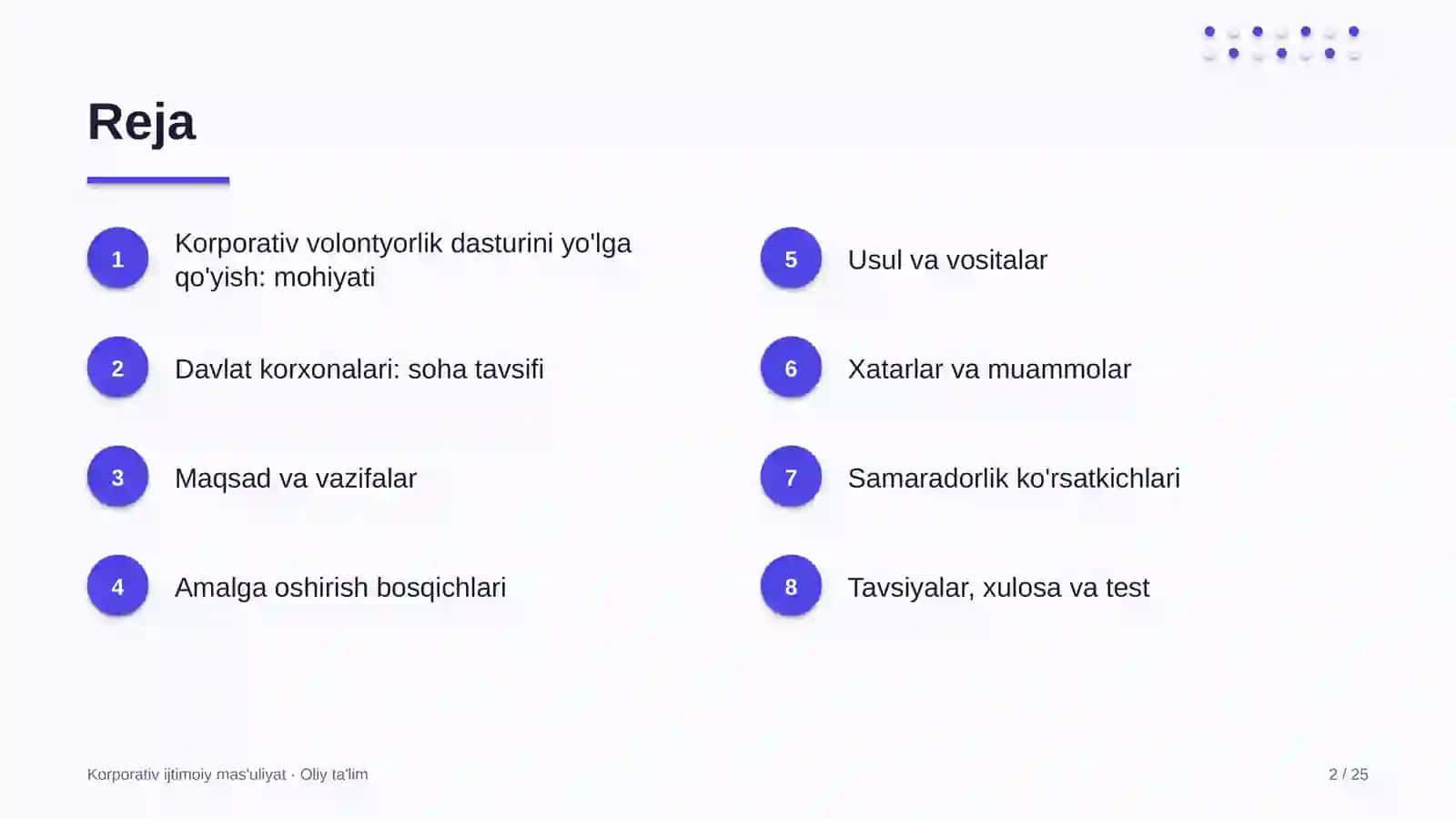 Davlat korxonalarida korporativ volontyorlik dasturini yo'lga qo'yish 2