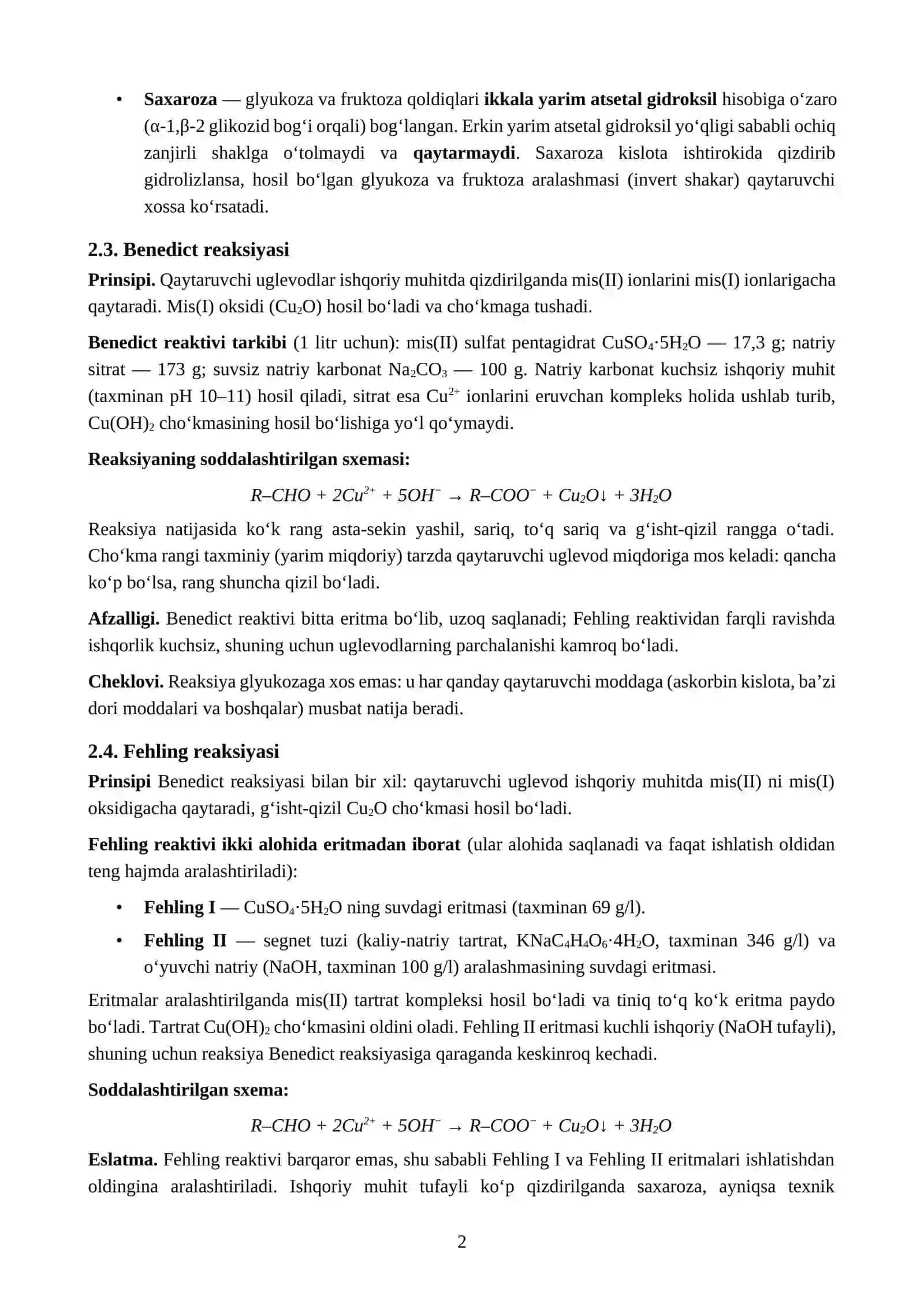 Uglevodlarning sifat reaksiyalari 2
