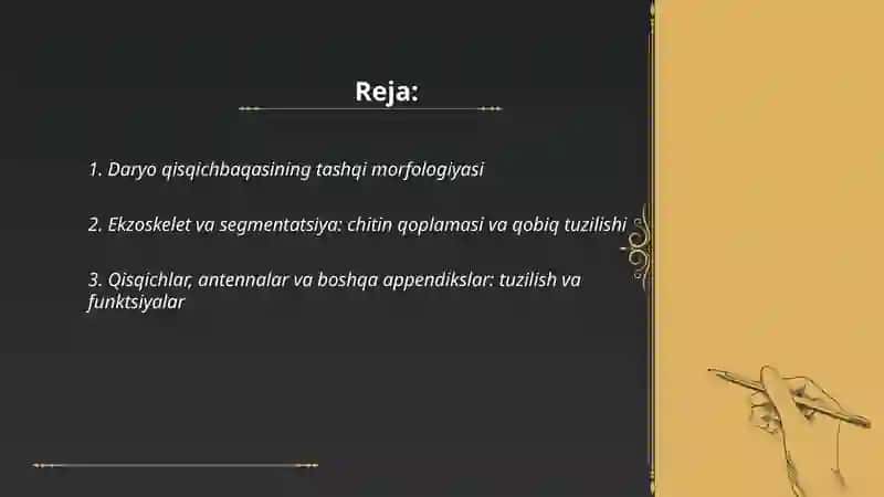Daryo qisqichbaqasining tuzilishi va sistematikasi 2