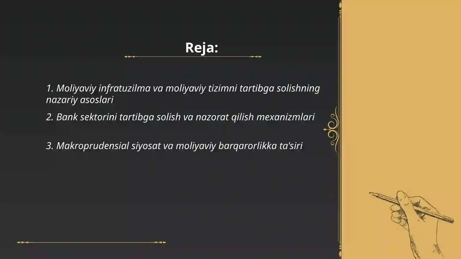 Moliyaviy infratuzilma va moliyaviy tizimini tartibga solish 2