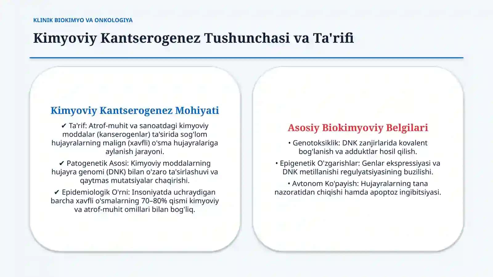 Kimyoviy kanserogenez — 15 slayd 2