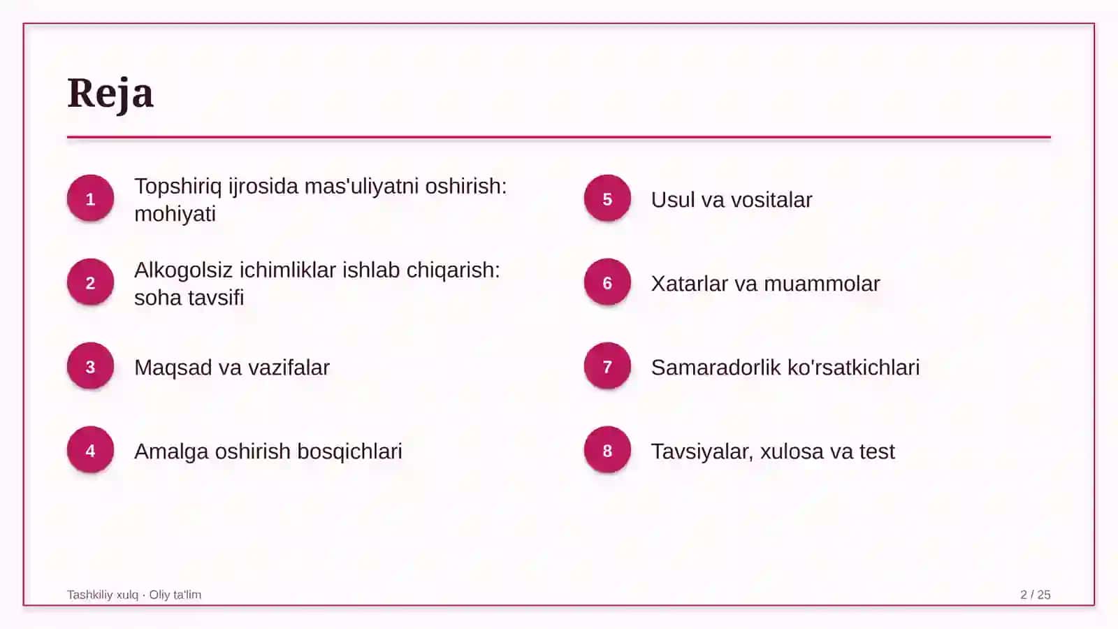 Alkogolsiz ichimliklar ishlab chiqarishda topshiriqni bajarishda mas'uliyatni oshirish 2