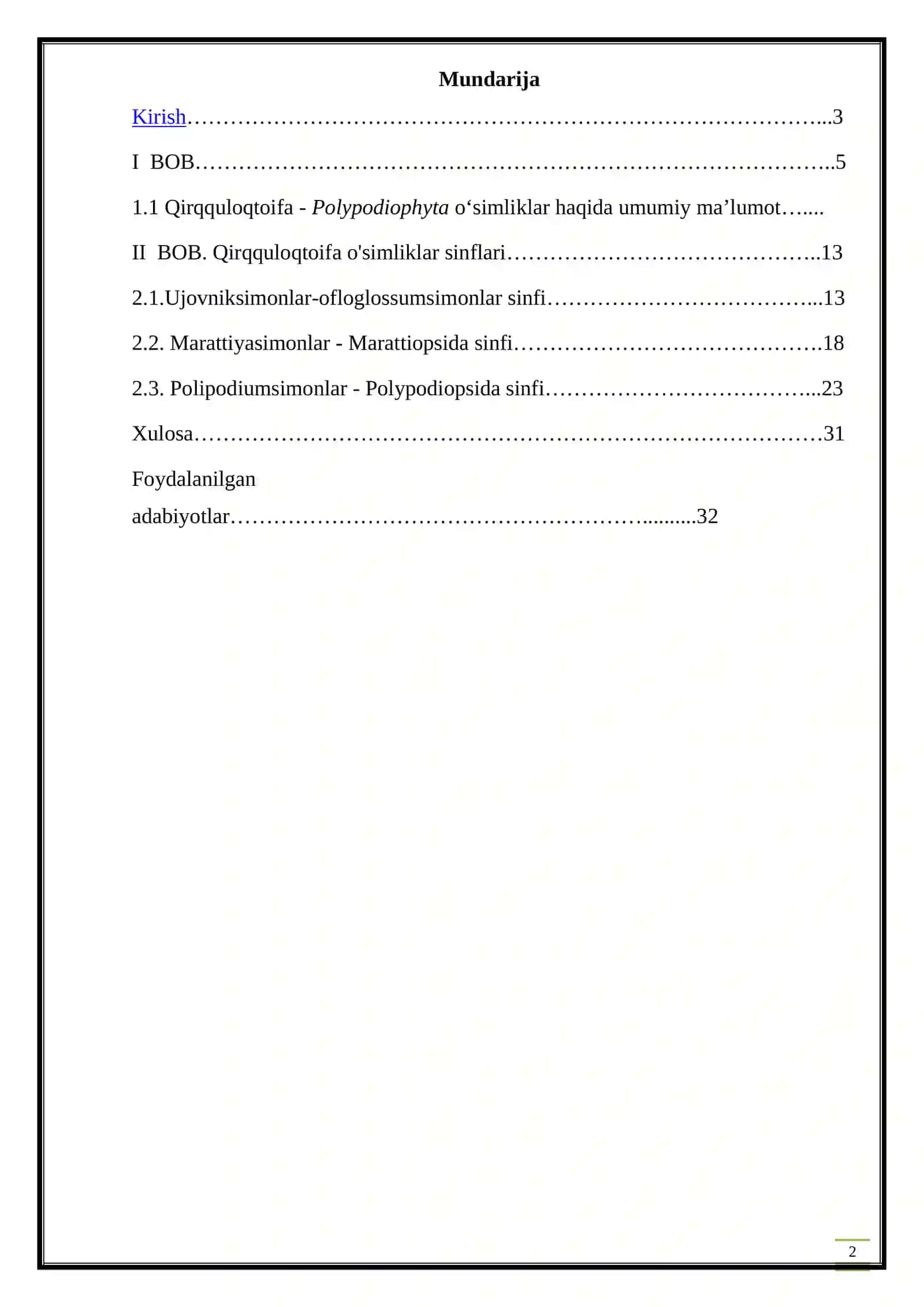 Qirqquloqtoifa - Polypodiophyta o‘simliklar haqida umumiy ma’lumot 2