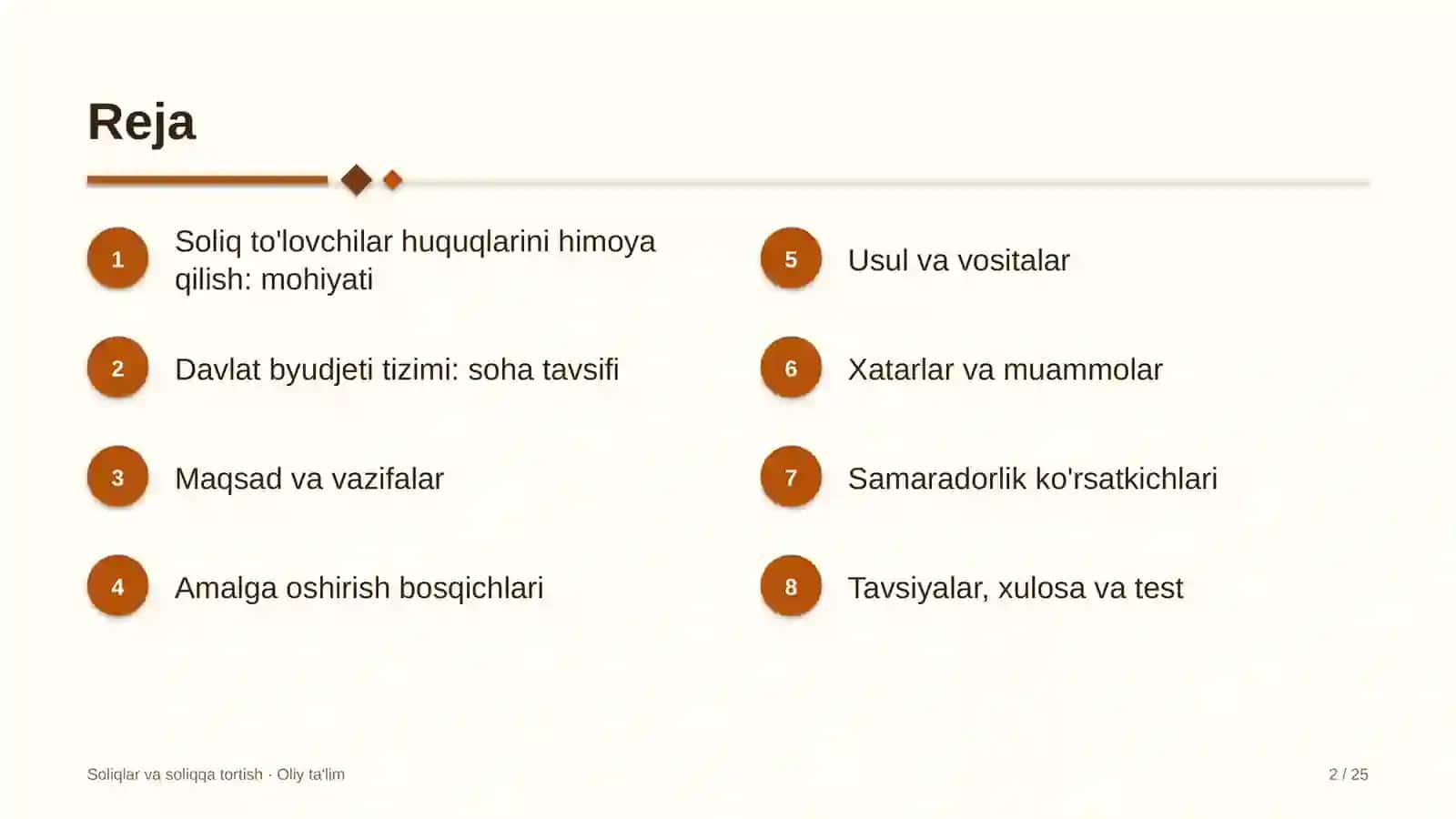 Soliqlar va soliqqa tortish · Oliy ta'lim 2