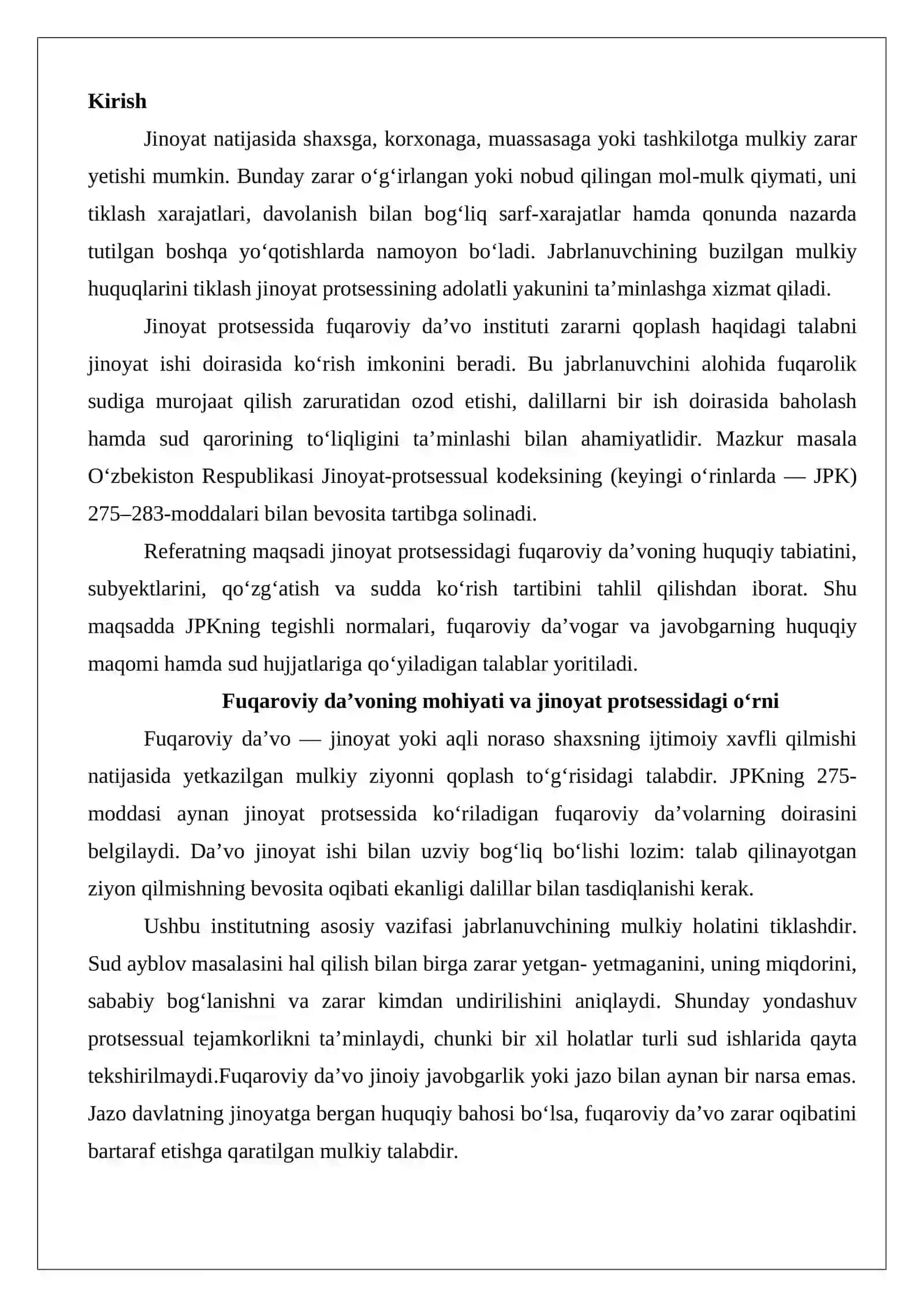 Jinoyat protsessida fuqaroviy da’vo 2