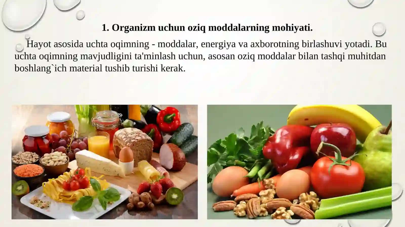 OZIQ MODDALAR (OQSIL, YOGʻ, UGLEVOD VA MINERAL TUZLAR) 2