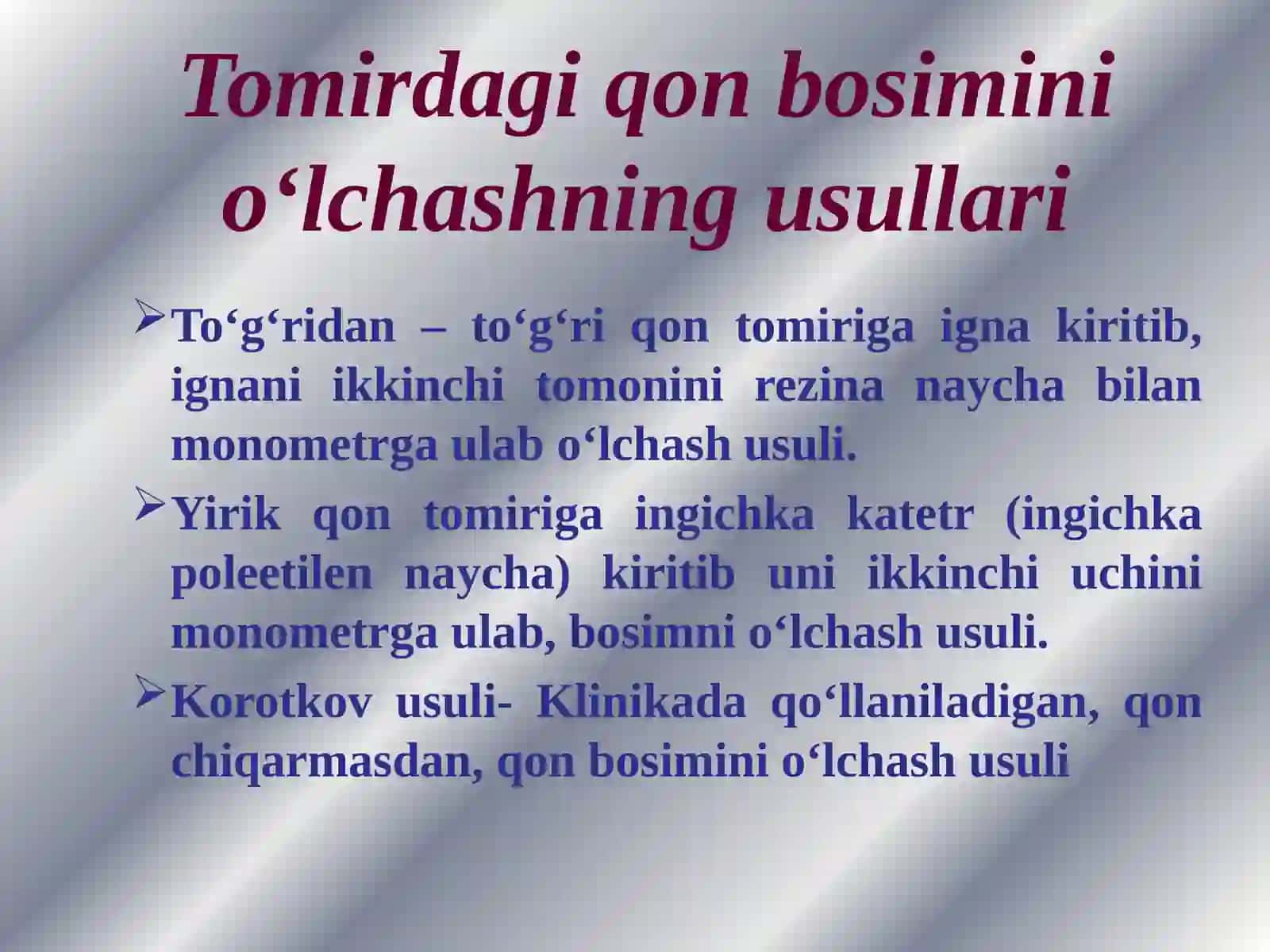 N.Korotkov usulida qon bosimini o’lchashni fizikaviy asoslarini o’rganish 2