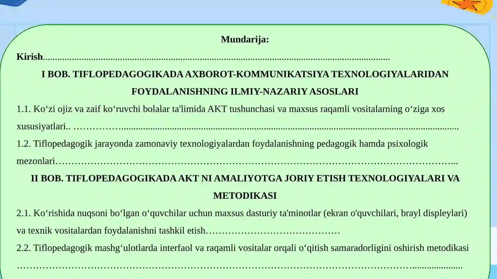 TIFLOPEDAGOGIKADA AKT DAN FOYDALANISH 2