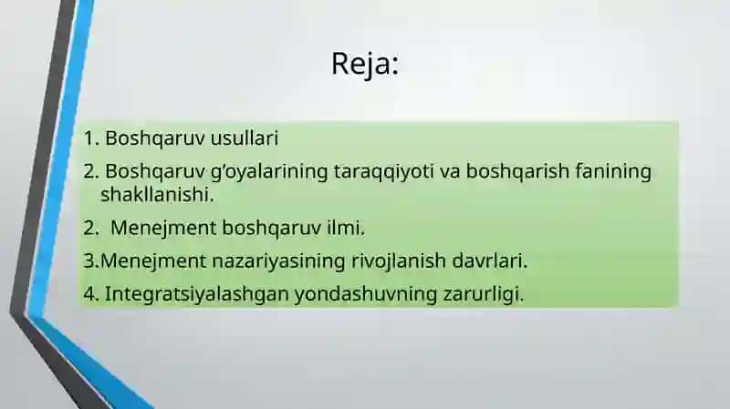BOSHQARUV USULLARI VA BOSHQARUV MENEJMENTI 2