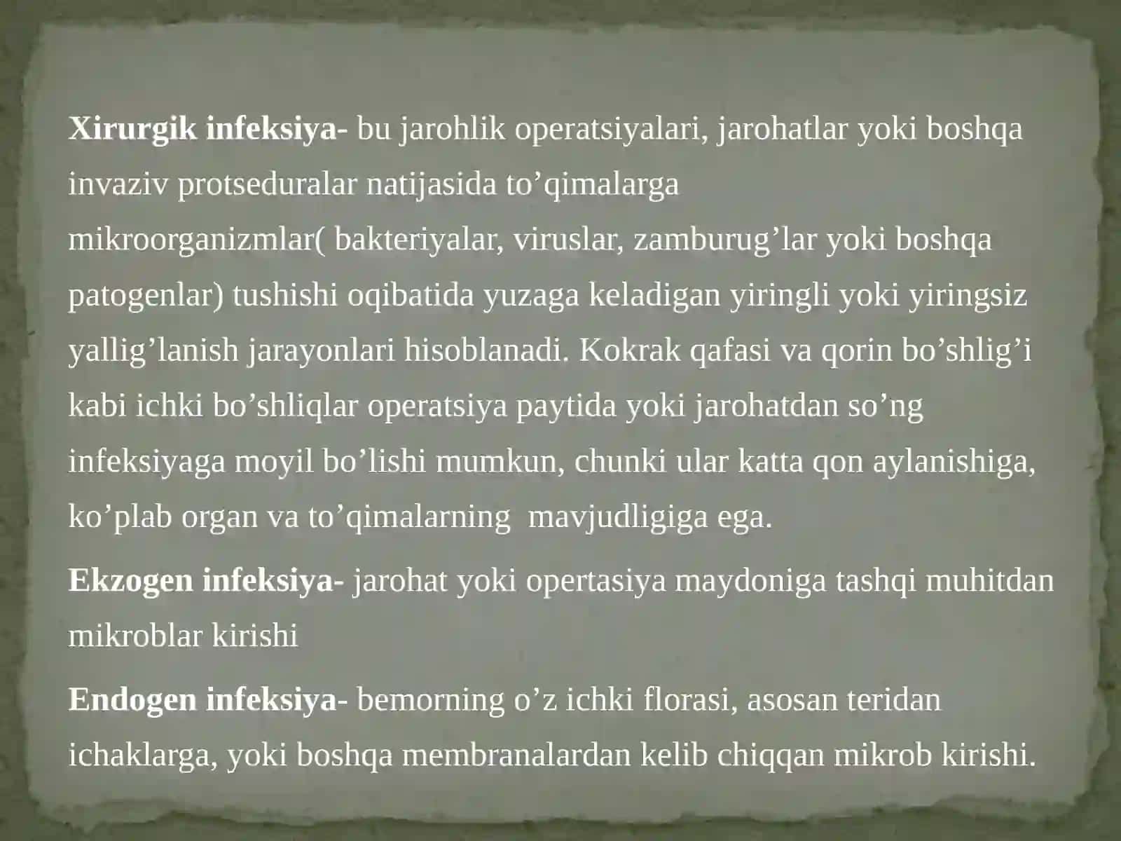 kokrak-qafasi va qorin bo'shlig' xirurgik infeksiyasi 2