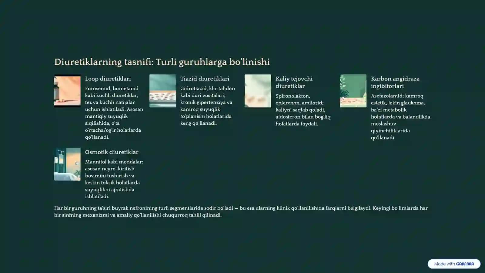 Diuretiklar: Umumiy tushunchalar va ahamiyati 2