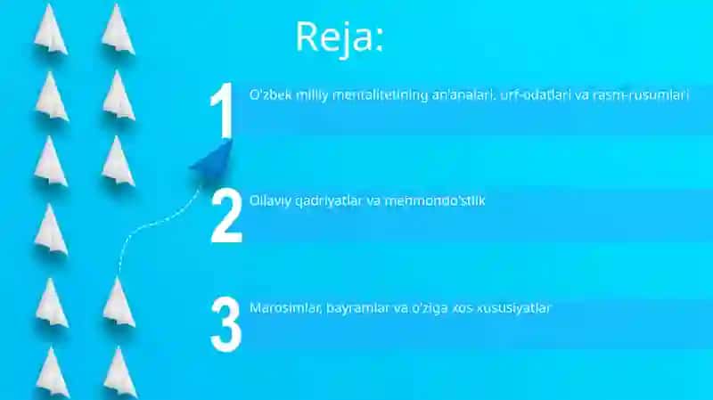 "O'zbek milliy mentaliteting an'analari, urf-odatlari va rasm-rusumlari" 2