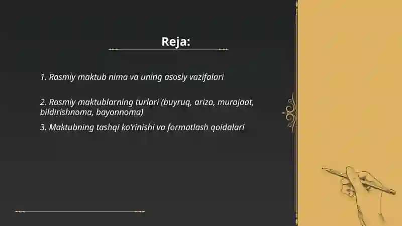Rasmiy maktublar va ularni yozish qoidalari. 2