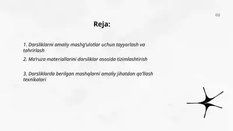 Darsliklarni amaliy mashg‘ulotlar uchun tayyorlash 2