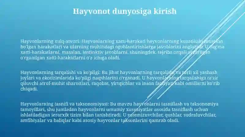 Hayvonot Olamining Yashash Tarzi, KoʻPayishi Va Tarqalishi Va Turlari Haqida Bilimlarni OʻZlashtirish Va Tahlil Qilish 2