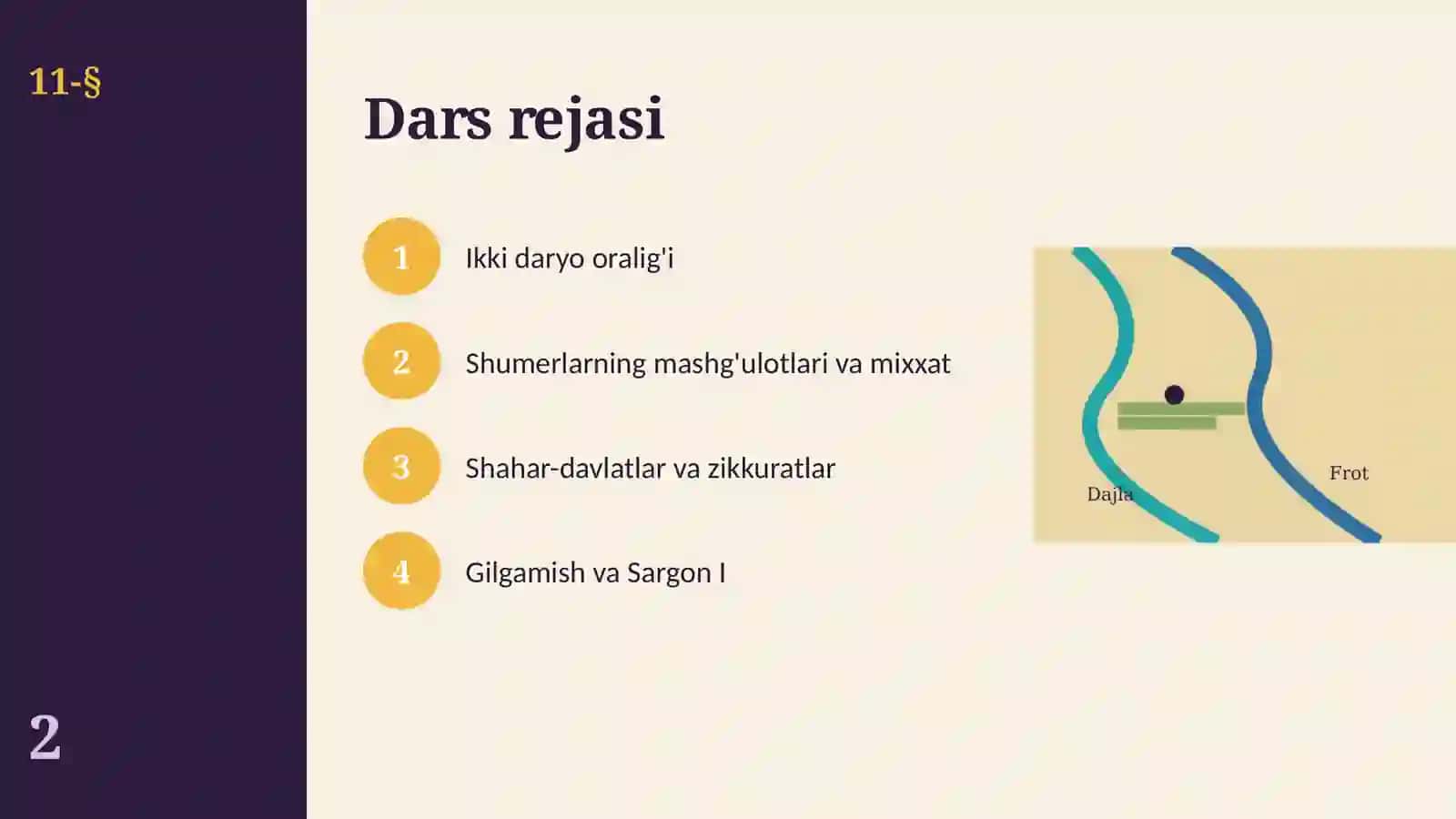 Mesopotamiya sivilizatsiyalari: shumerlar, mixxat, Gilgamish va Sargon I (11-§, 6-sinf, 13 slayd) 2