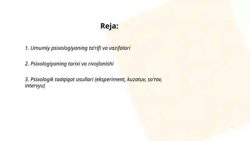Umumiy psixologiya faniga kirish 2