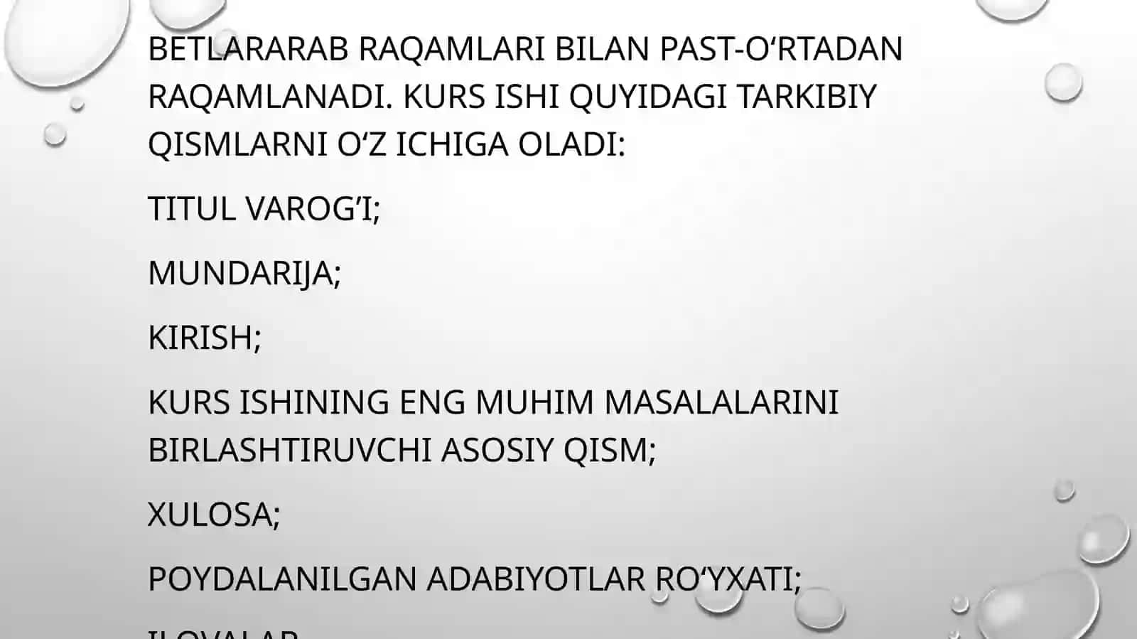 Kurs ishining talablari 2