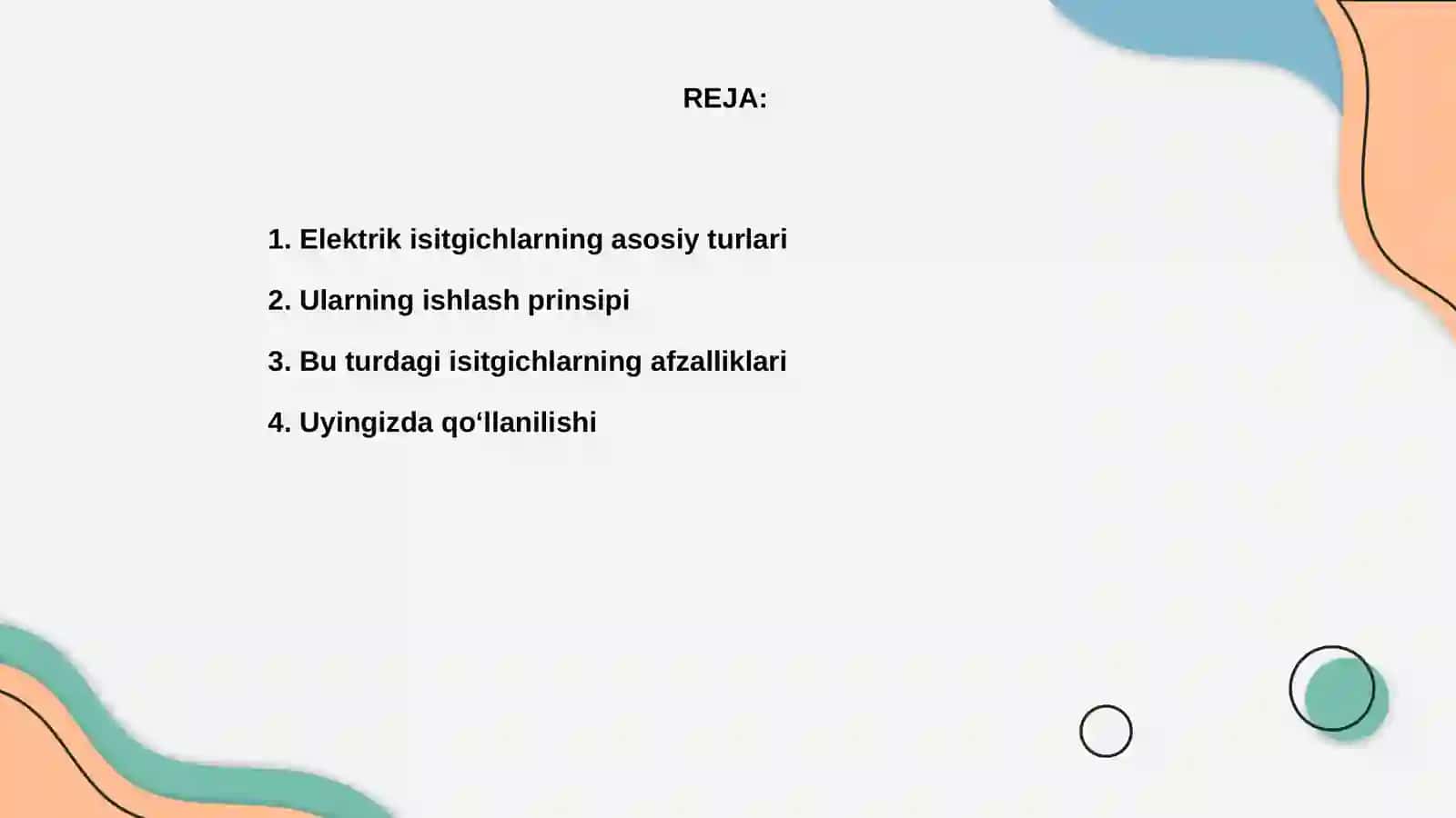 Elektrik isitgich asboblarining turlari va ularning qoʻllanilishi 2