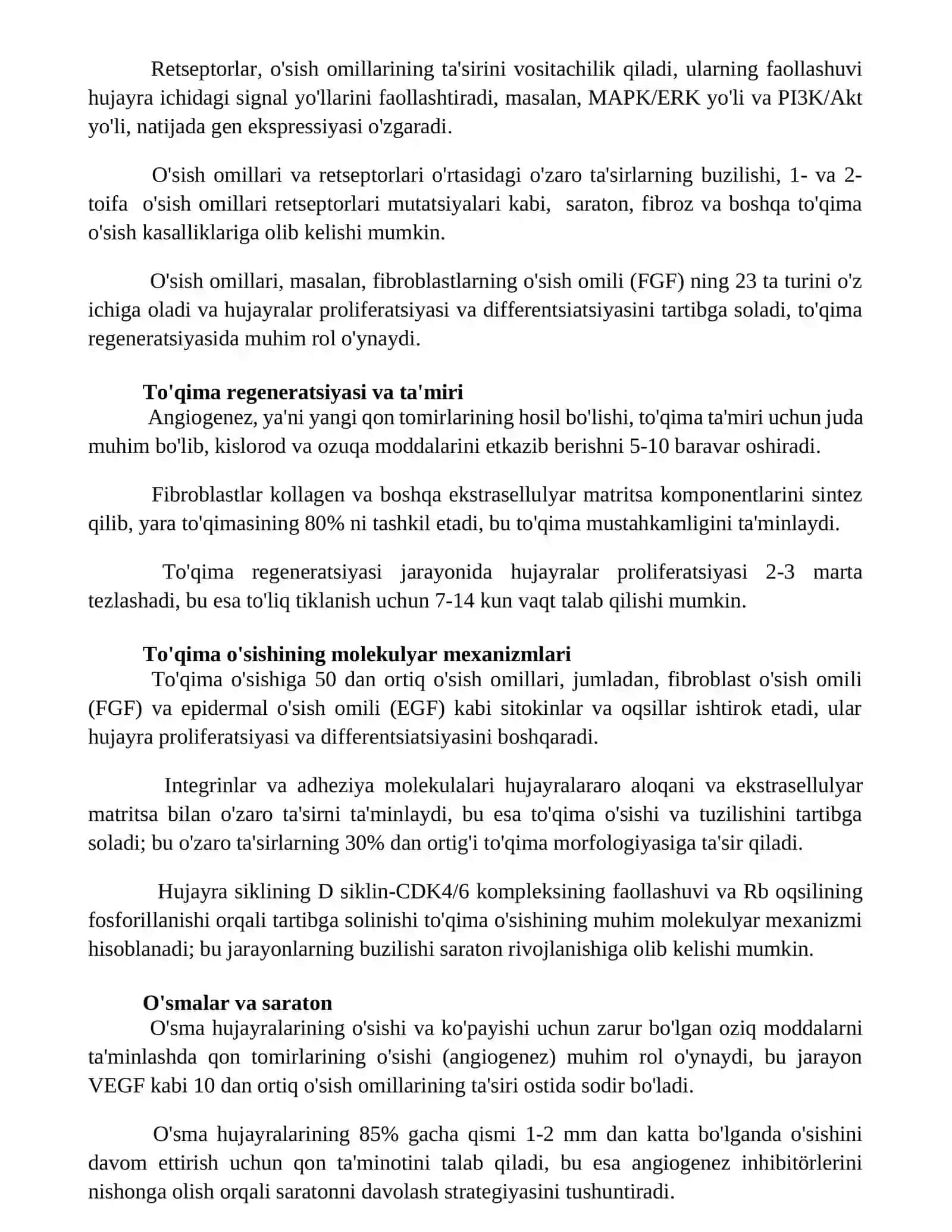 To’qima o’sishi patofiziologiyasi 2