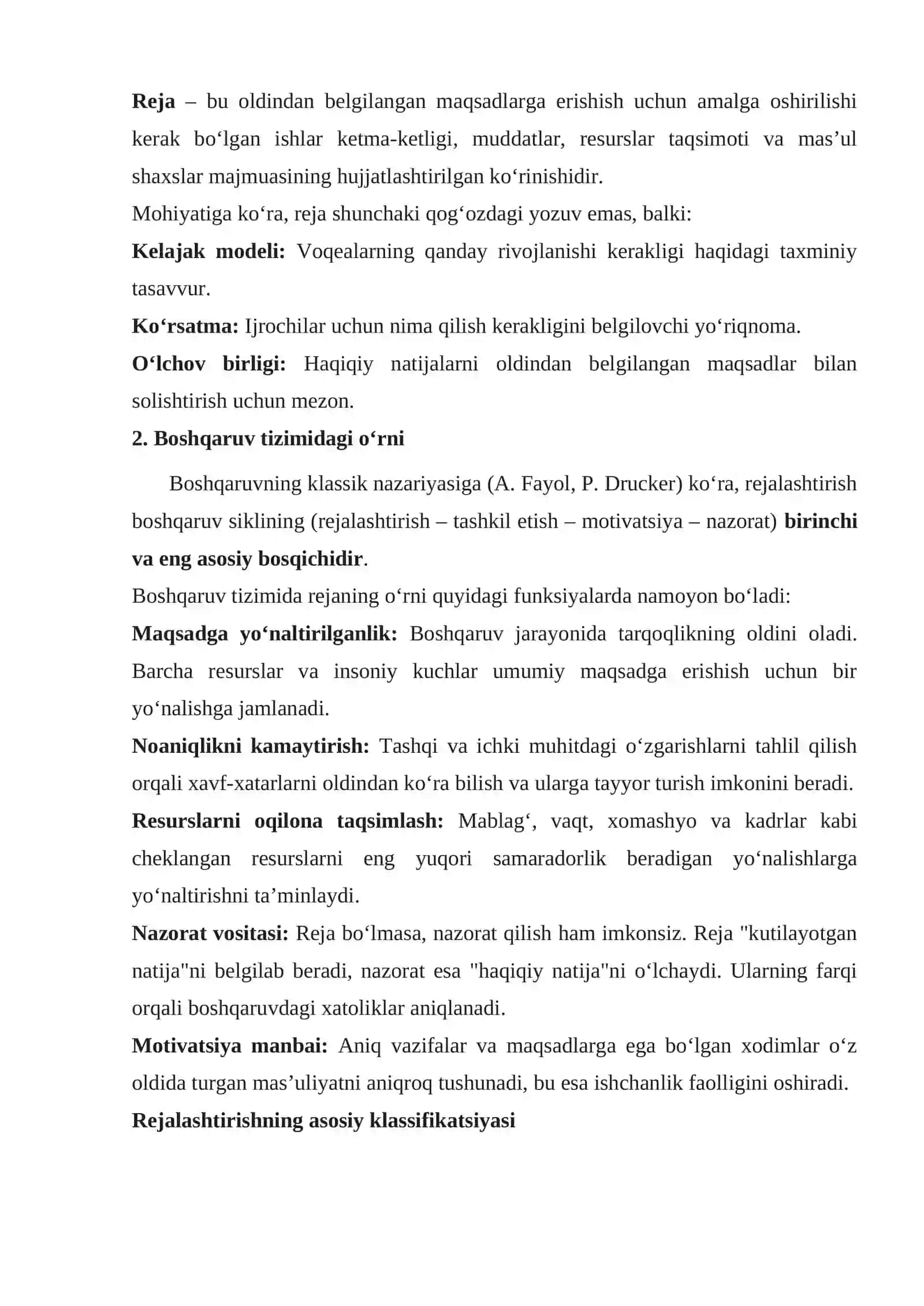 Rejalashtirish metodologiyasi 2