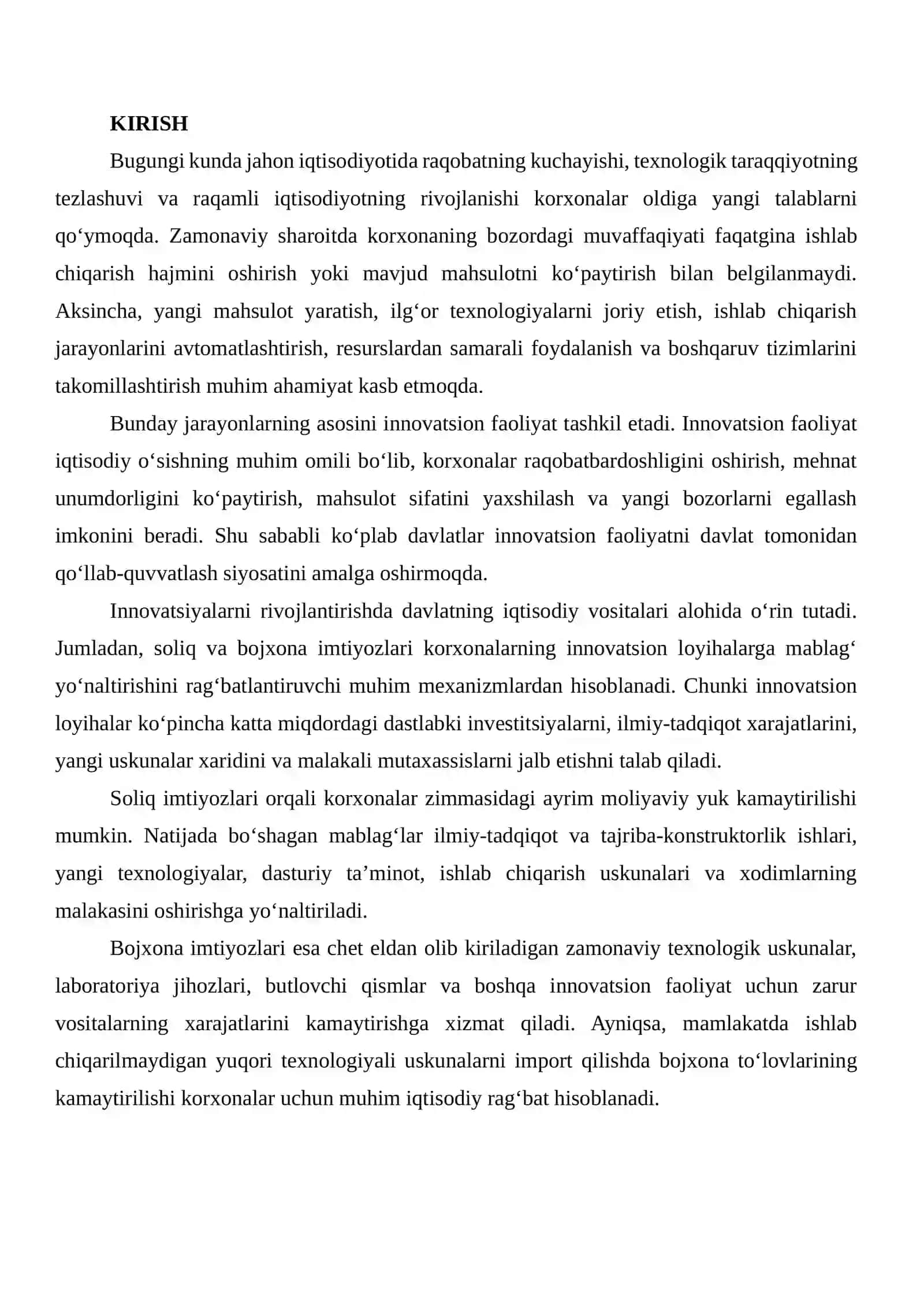 SOLIQ VA BOJXONA IMTIYOZLARINING KORXONALAR INNOVATSION FAOLLIGIGA TA’SIRI 2