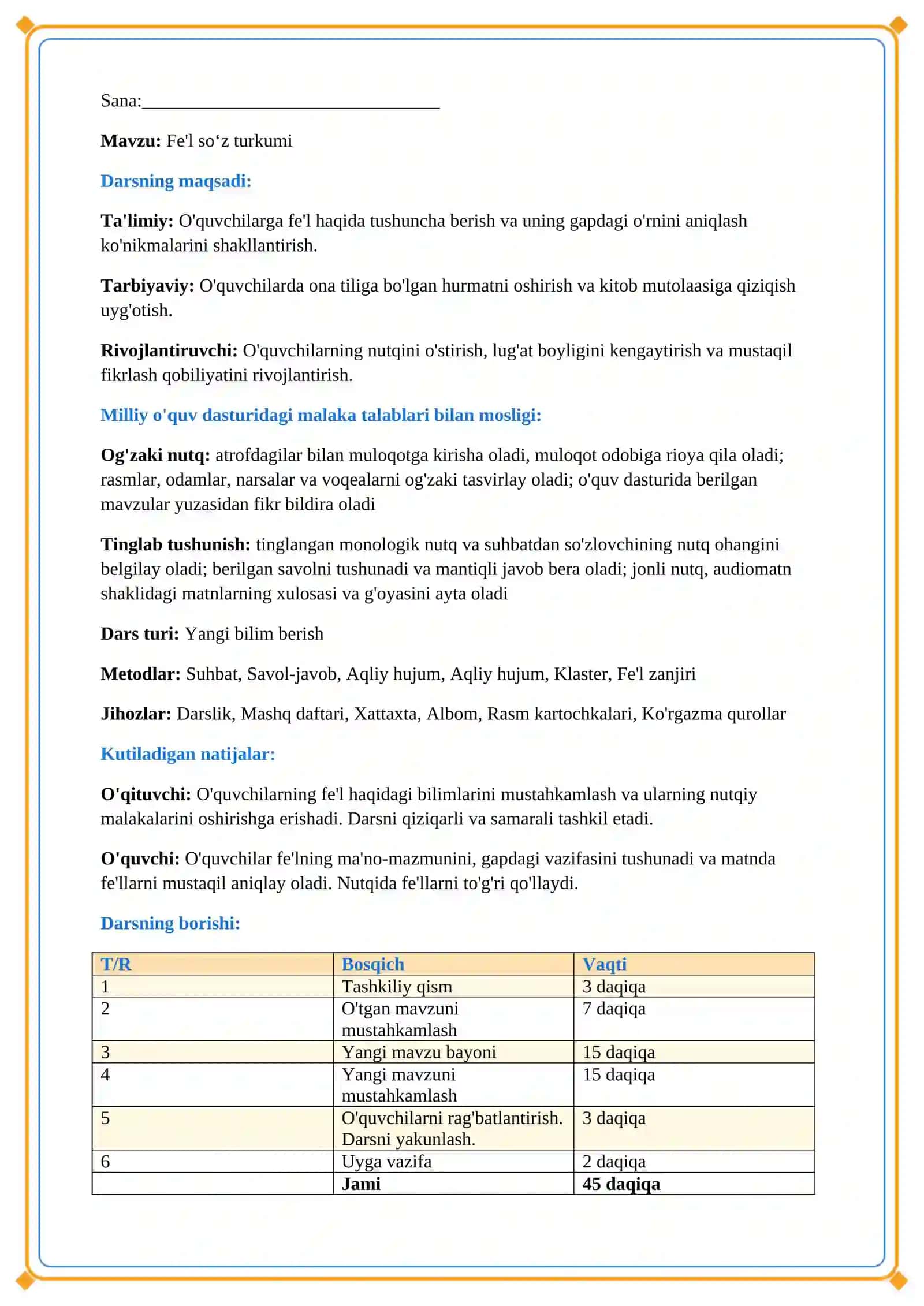 Lesson on 5-sinflar uchun Fe'l soʻz turkumi 26-26 bet 2