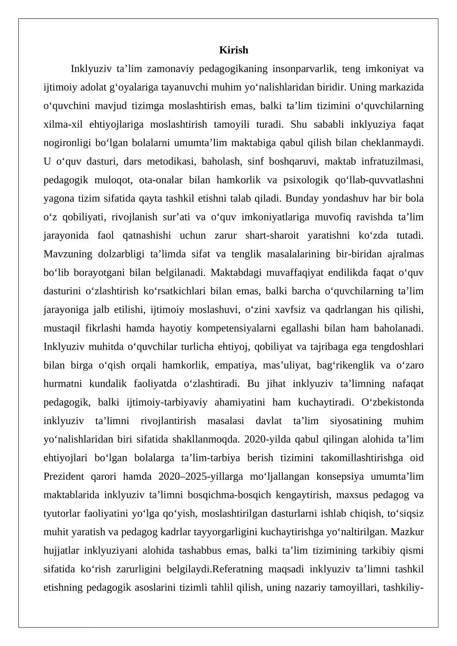 Inklyuziv ta’limni tashkil etishning pedagogik asoslari 2