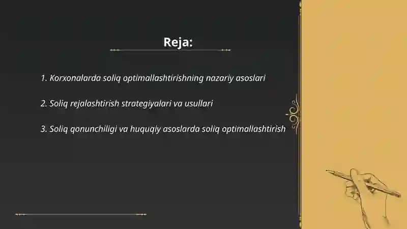 Korxonalar faoliyatida solig optimallashtirish va solig rejalashtirish mexanizmlari 2