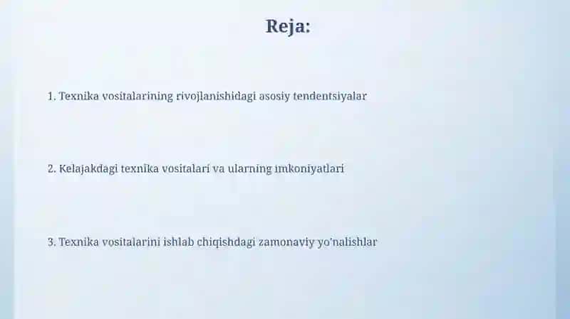 Texnik vositalarning jivojlanish tendensiyalari 2