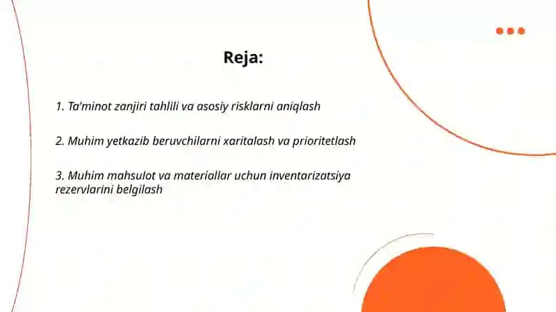 Ta'minot zanjiri uzilishlari uchun favqulodda vaziyatlar rejasini ishlab chiqish 2