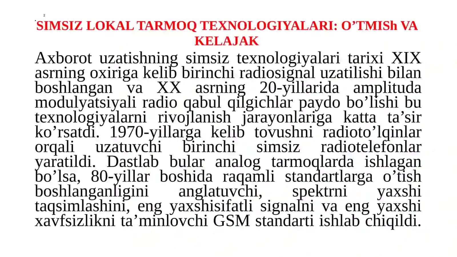 SIMSIZLOKALTARMOQLAR- WI-FI VA BLUETOOTHTEXNOLOGIYALARI 2