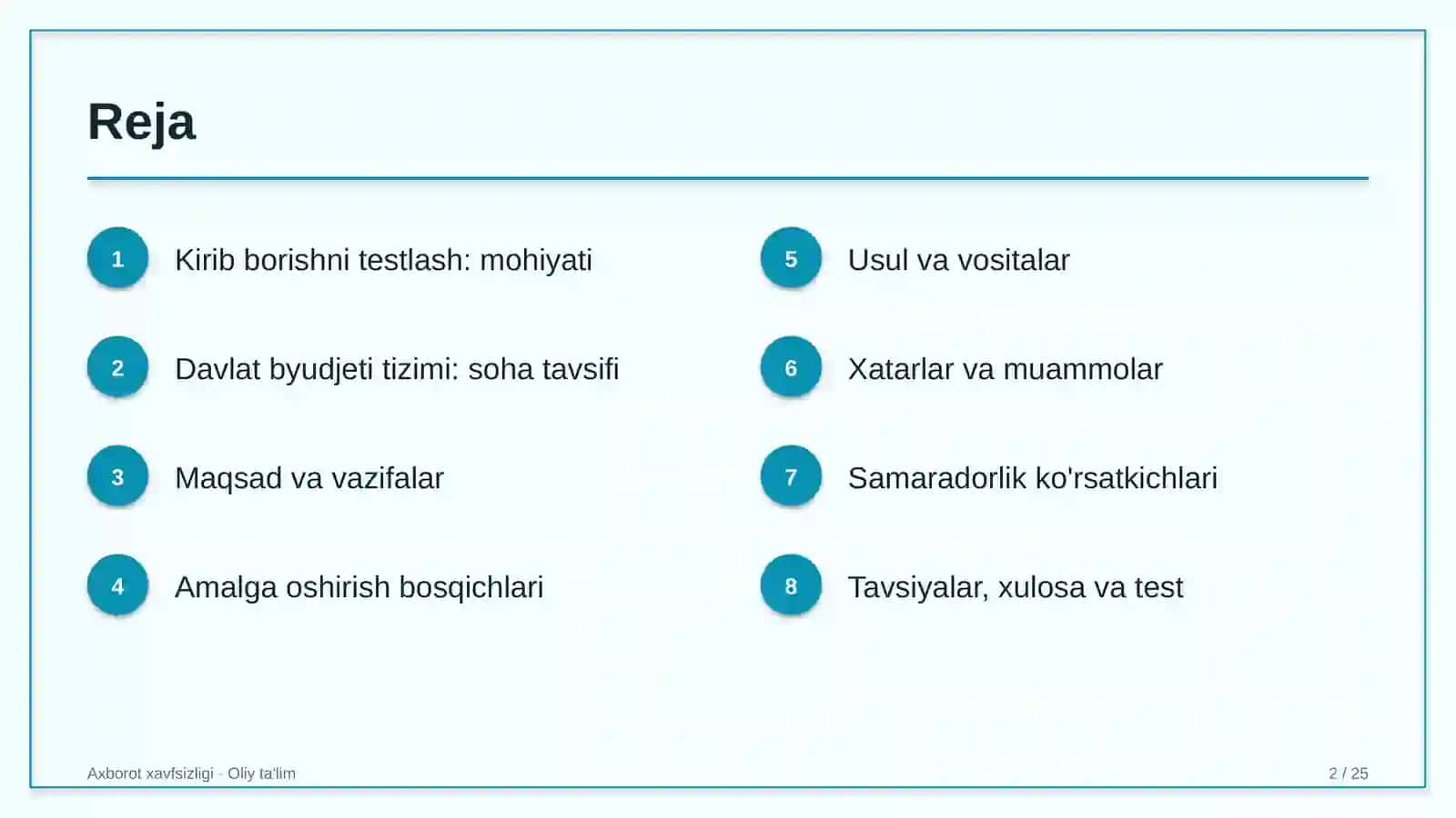 davlat byudjeti tizimida kirib borishni testlash 1997 2