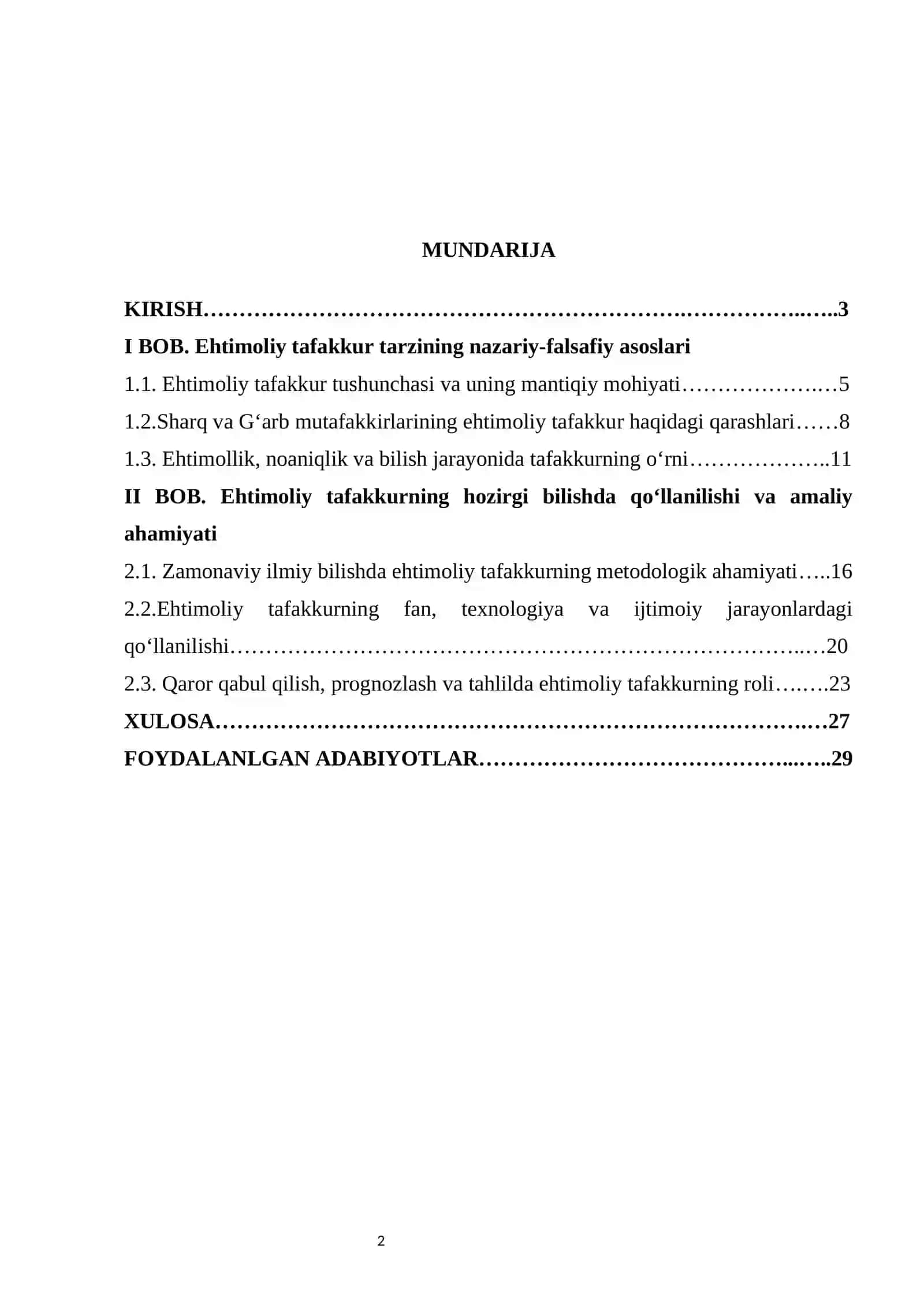 Ehtimoliy tafakkur tarzi va uning hozirgi bilishda qo‘llanilishi 2