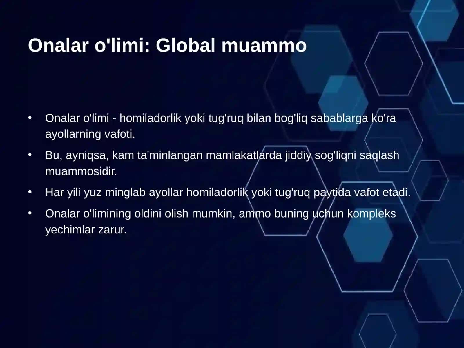 Onalar o'limini kamaytirish strategiyalari 2