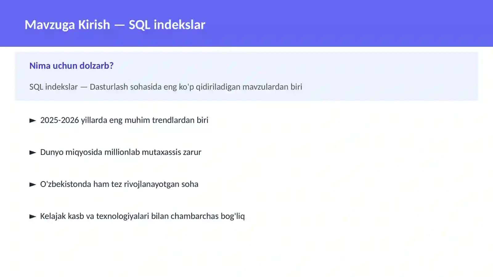 SQL indekslar 2