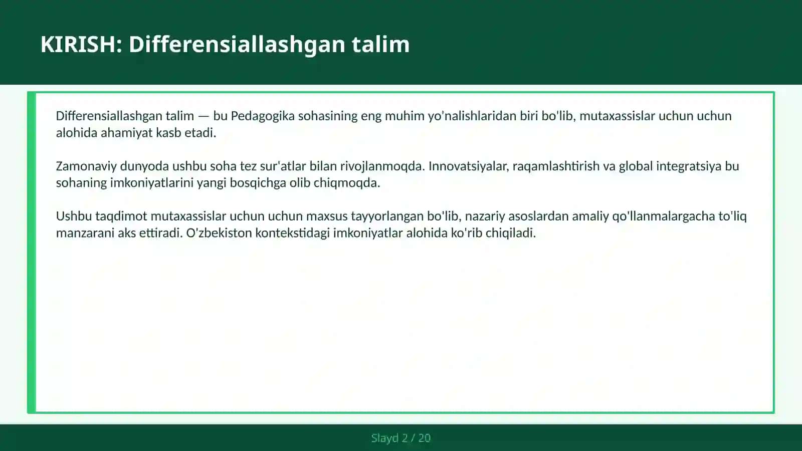 Differensiallashgan talim 2