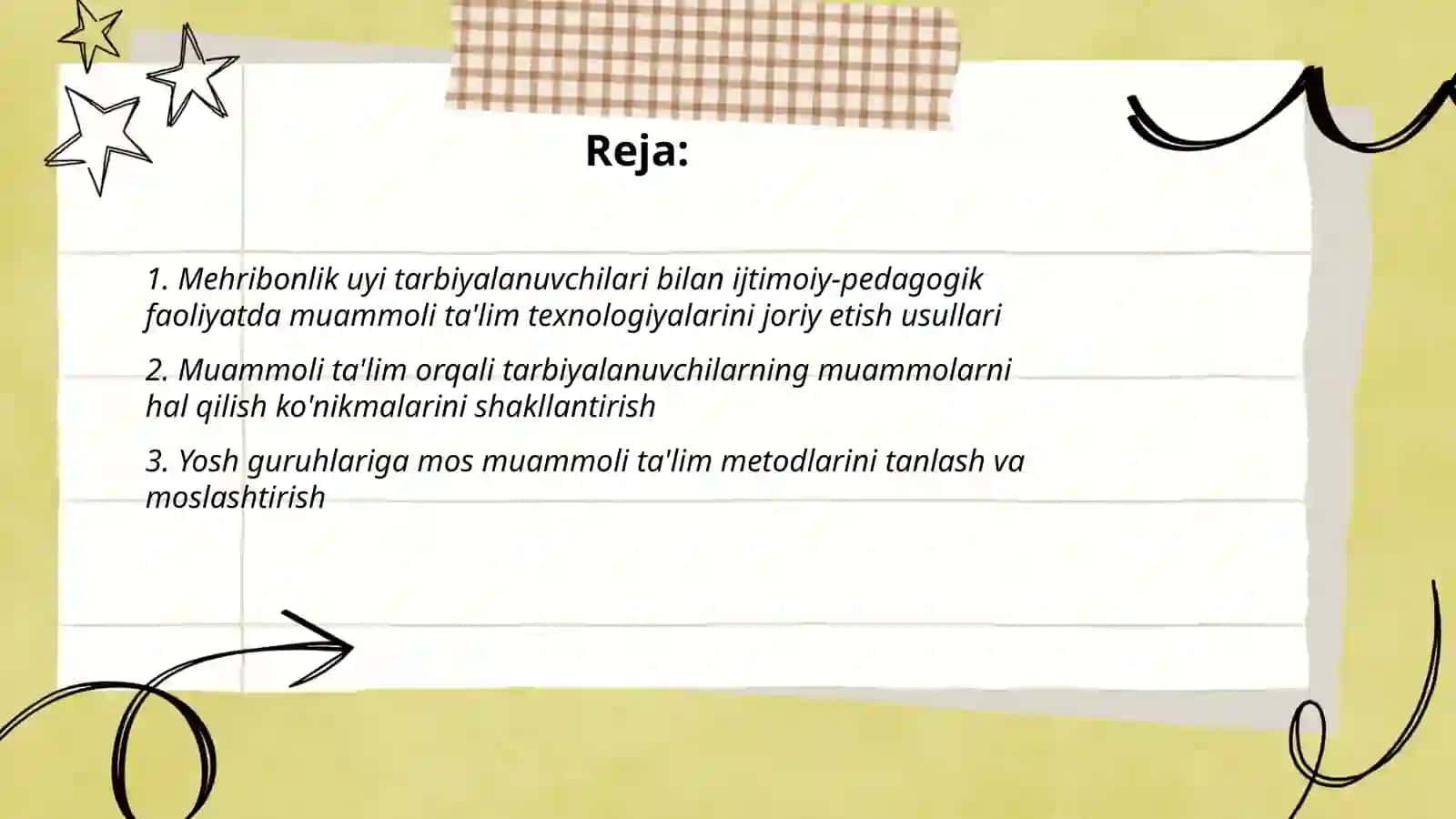 Mehribonlik uyi tarbiyanuvchilari bilan olib boriladigan ijtimoiy pedagog faoliyatda muammoli talim texnalogiyalardan foydalanish 2